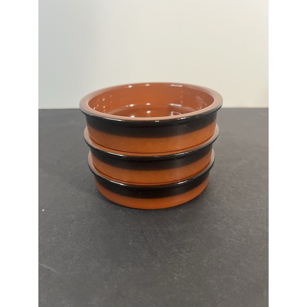 Set of 3 CERMER Ramekins Terracotta Pottery Baking Dessert Dish Creme Brulee